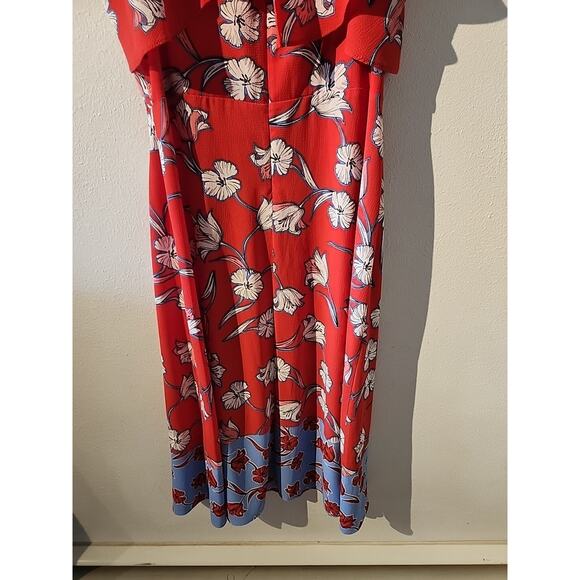 Roz & Ali Maxi Spaghetti Strap Dress Floral Blue Red White Tropical Size 12P - Picture 9 of 10